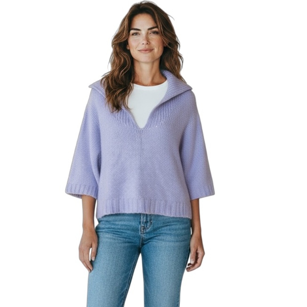GAP V-Neck Shawl Collar Sweater 3/4 Sleeve Alpaca Blend Cozy Size XS